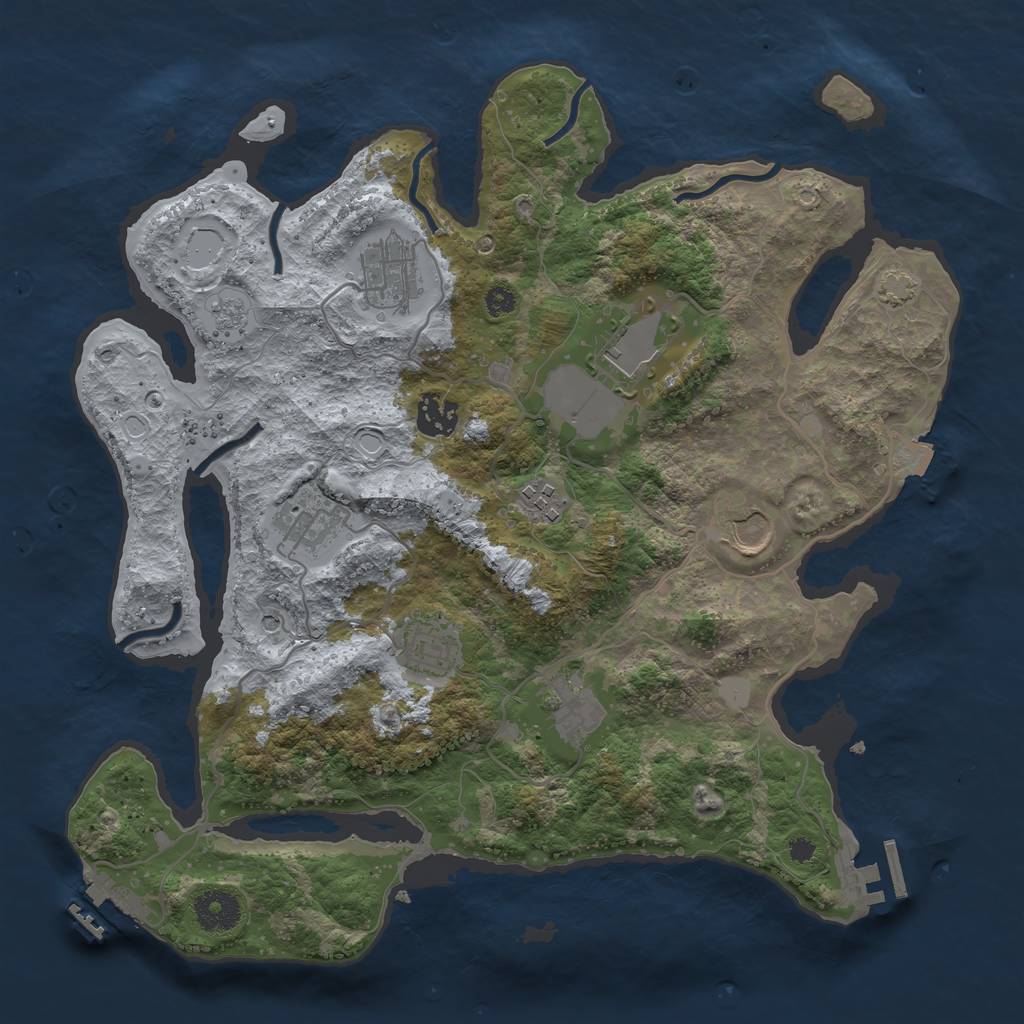 Rust Map: Procedural Map, Size: 3500, Seed: 1621485416, 16 Monuments