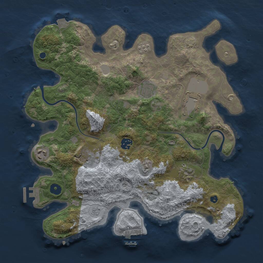 Rust Map: Procedural Map, Size: 3500, Seed: 9688, 13 Monuments