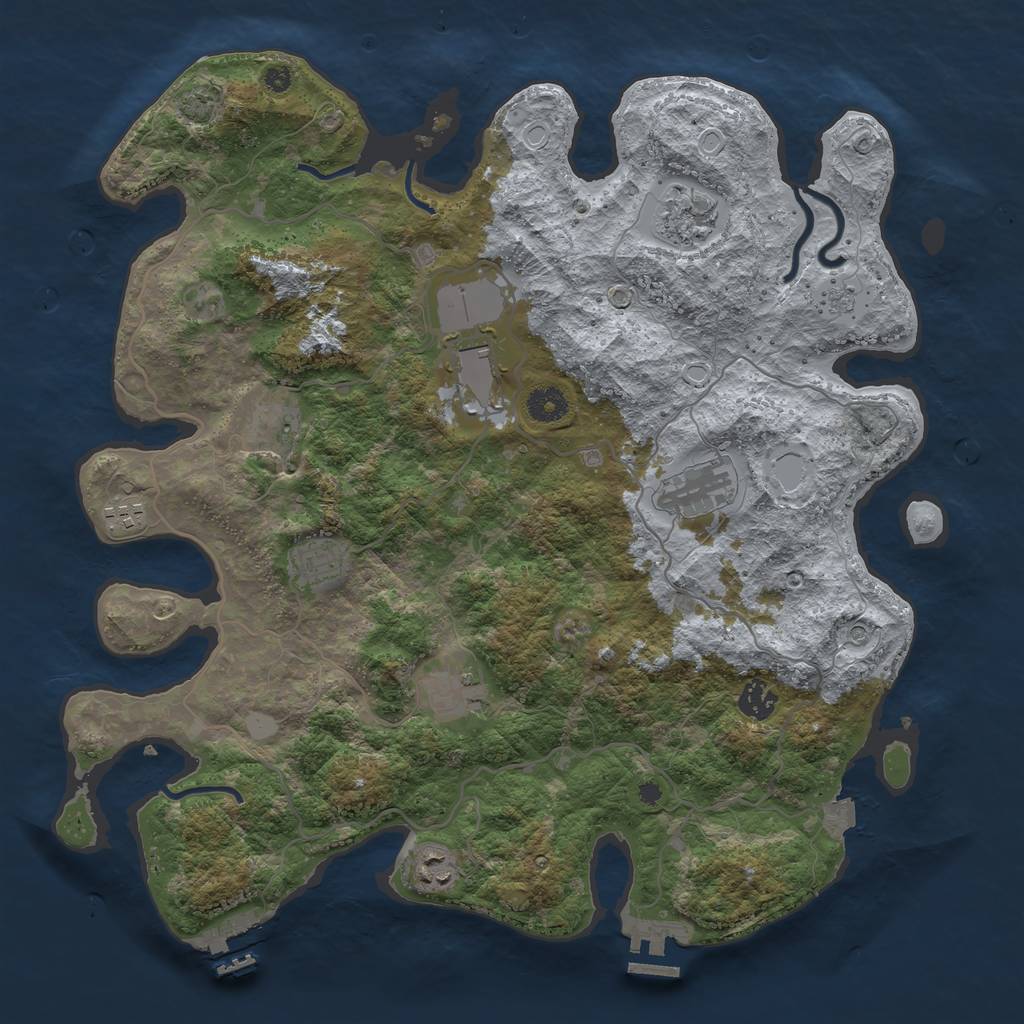 Rust Map: Procedural Map, Size: 4000, Seed: 1884919133, 17 Monuments