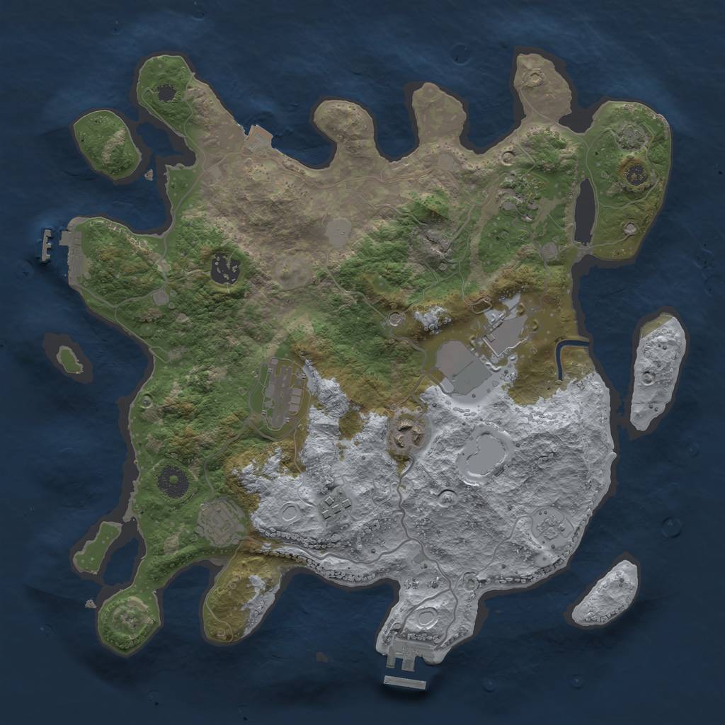 Rust Map: Procedural Map, Size: 3500, Seed: 499739, 15 Monuments