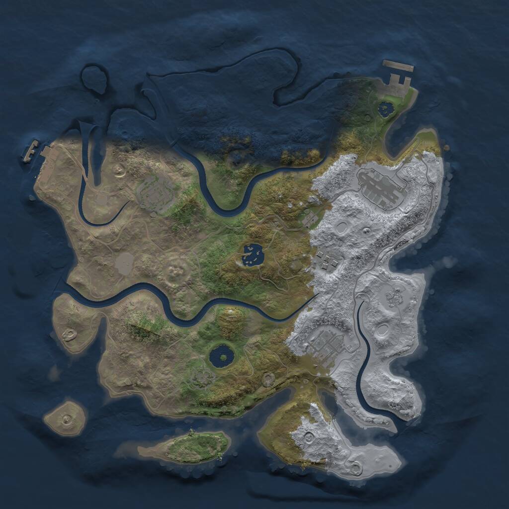 Rust Map: Procedural Map, Size: 3300, Seed: 641136502, 10 Monuments