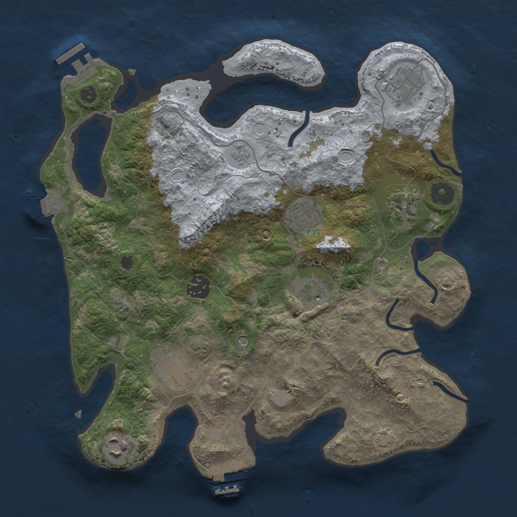Rust Map: Procedural Map, Size: 3300, Seed: 1842044049, 15 Monuments