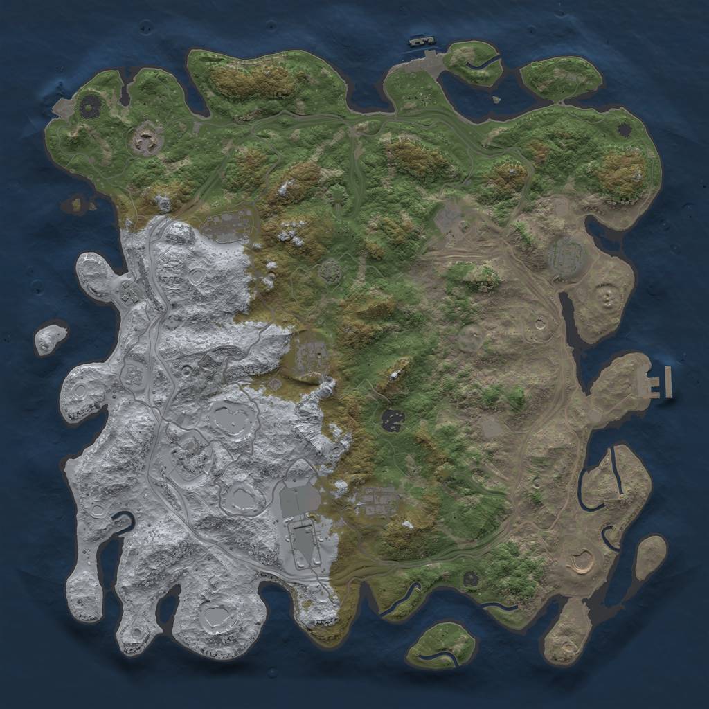 Rust Map: Procedural Map, Size: 4500, Seed: 635291, 19 Monuments