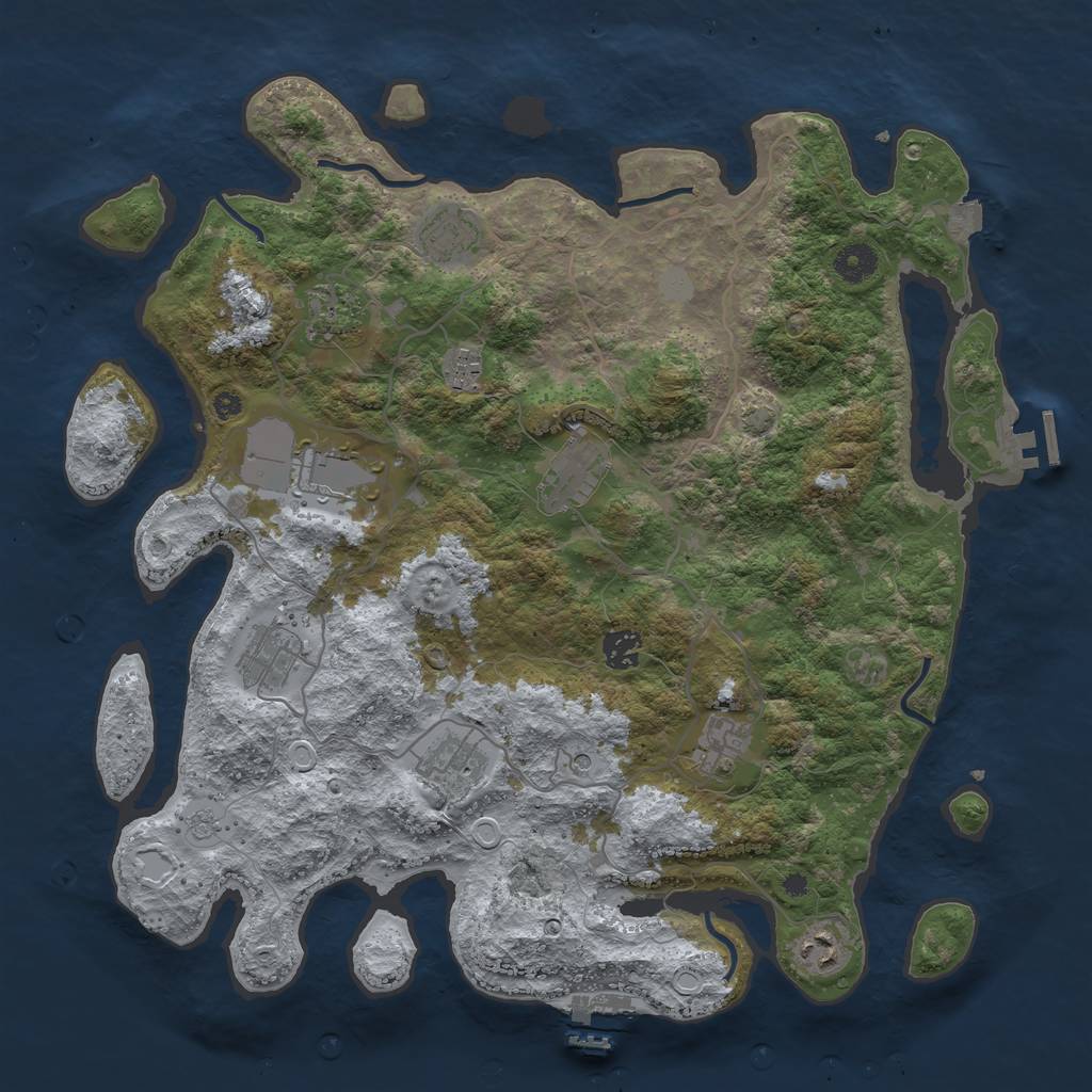 Rust Map: Procedural Map, Size: 4000, Seed: 712453367, 18 Monuments