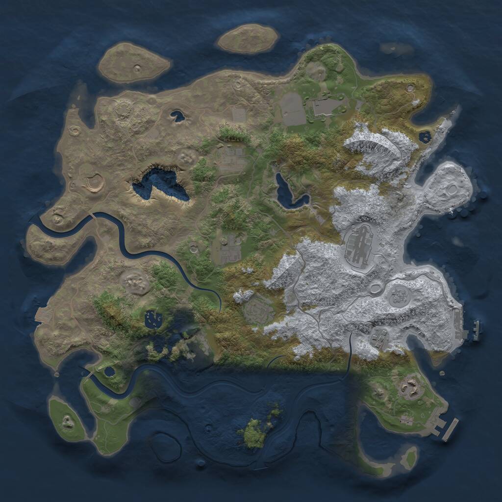 Rust Map: Procedural Map, Size: 4000, Seed: 871022379, 16 Monuments