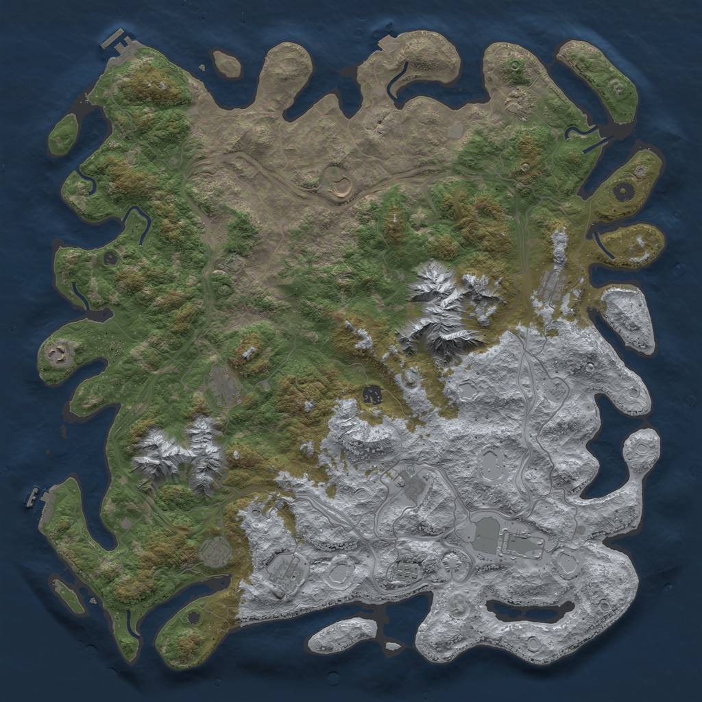 Rust Map: Procedural Map, Size: 5250, Seed: 1464257401, 19 Monuments