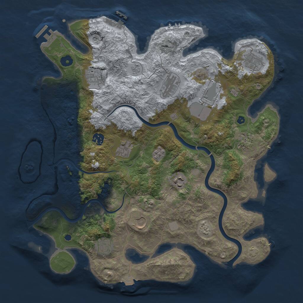 Rust Map: Procedural Map, Size: 3850, Seed: 824910003, 17 Monuments