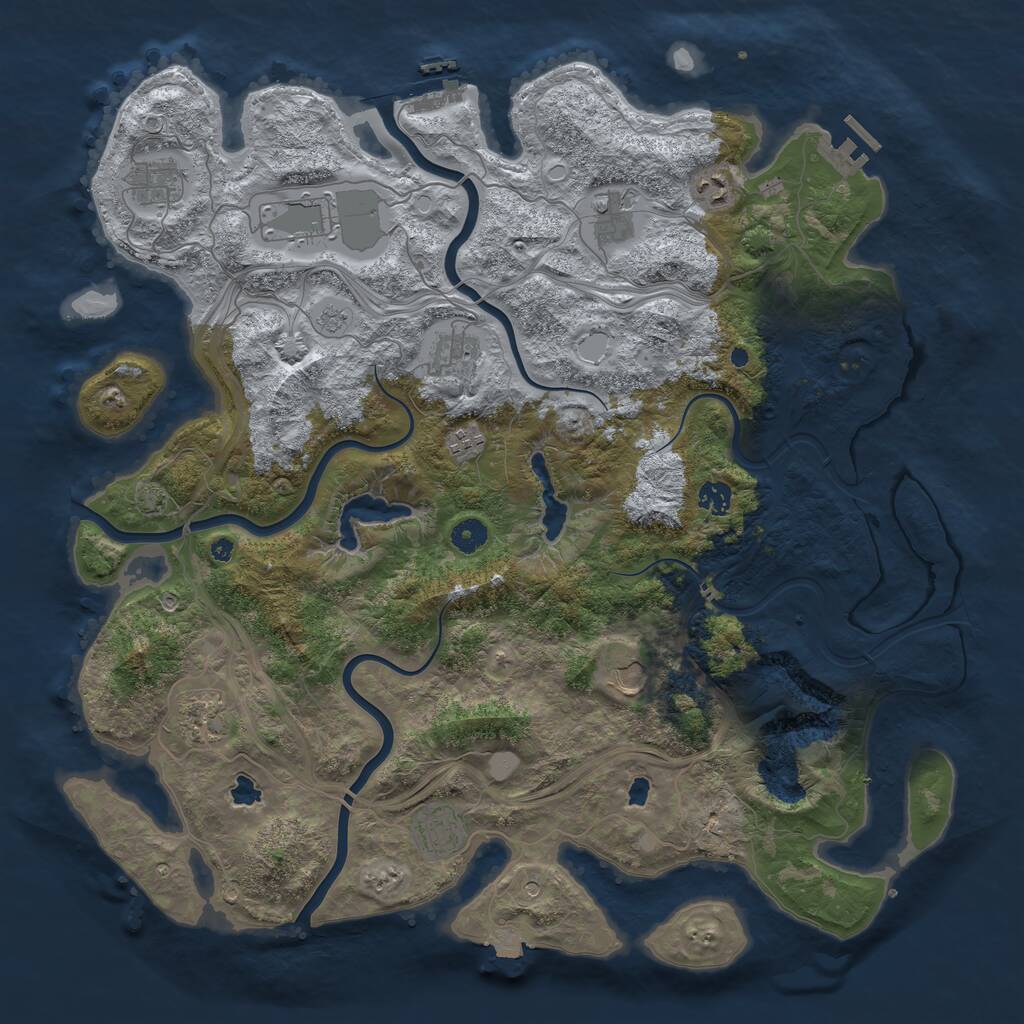Rust Map: Procedural Map, Size: 4500, Seed: 94685464, 16 Monuments