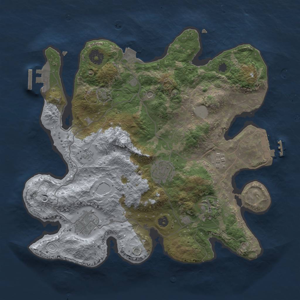 Rust Map: Procedural Map, Size: 3000, Seed: 11957, 12 Monuments