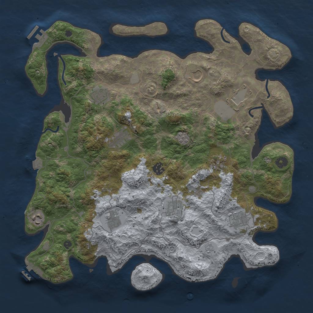 Rust Map: Procedural Map, Size: 4000, Seed: 1739851132, 19 Monuments