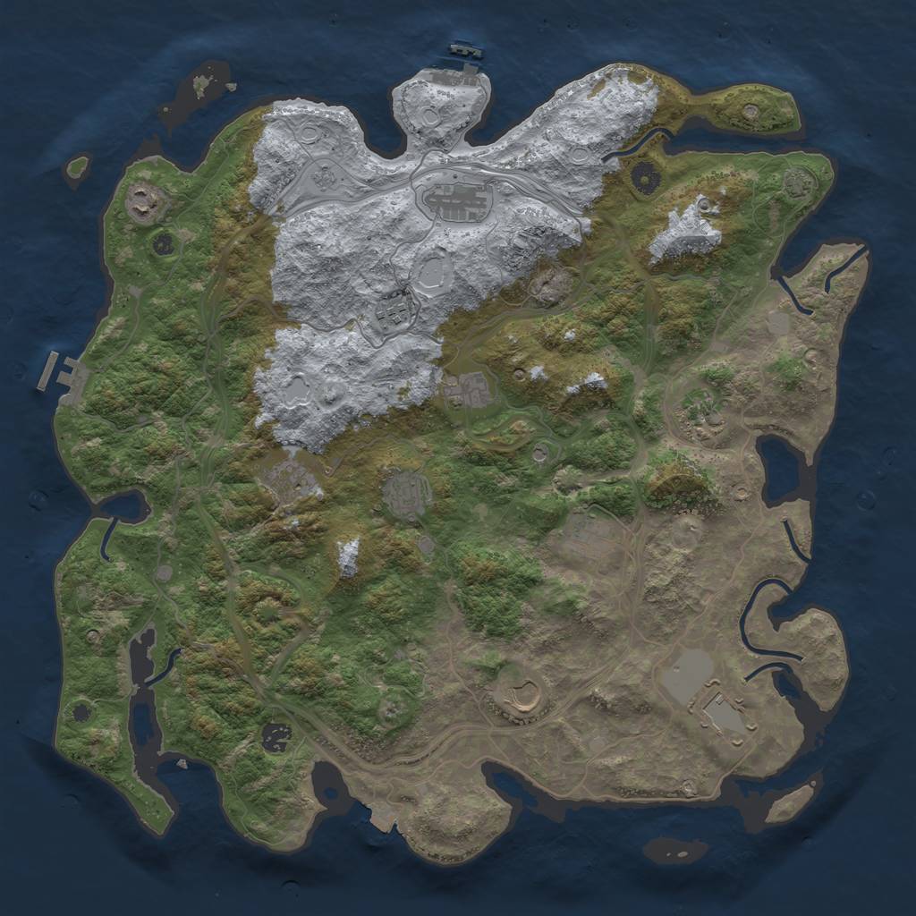 Rust Map: Procedural Map, Size: 4500, Seed: 1075796674, 19 Monuments