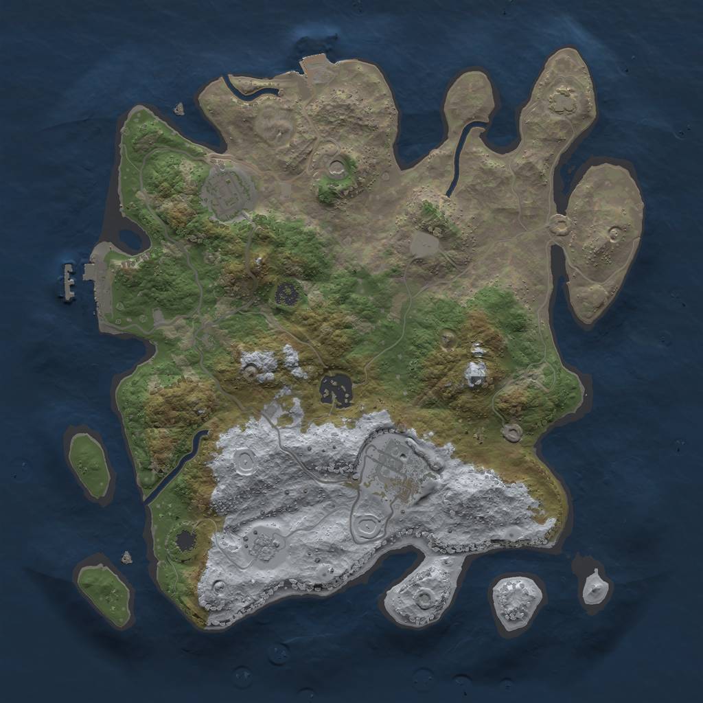 Rust Map: Procedural Map, Size: 3000, Seed: 371883438, 10 Monuments