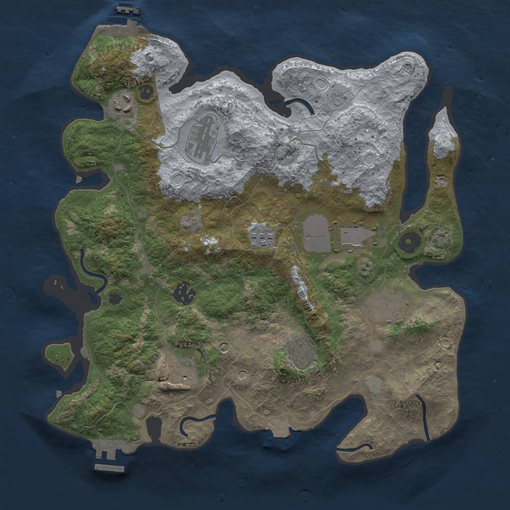 Rust Map: Procedural Map, Size: 3500, Seed: 1728528121, 16 Monuments