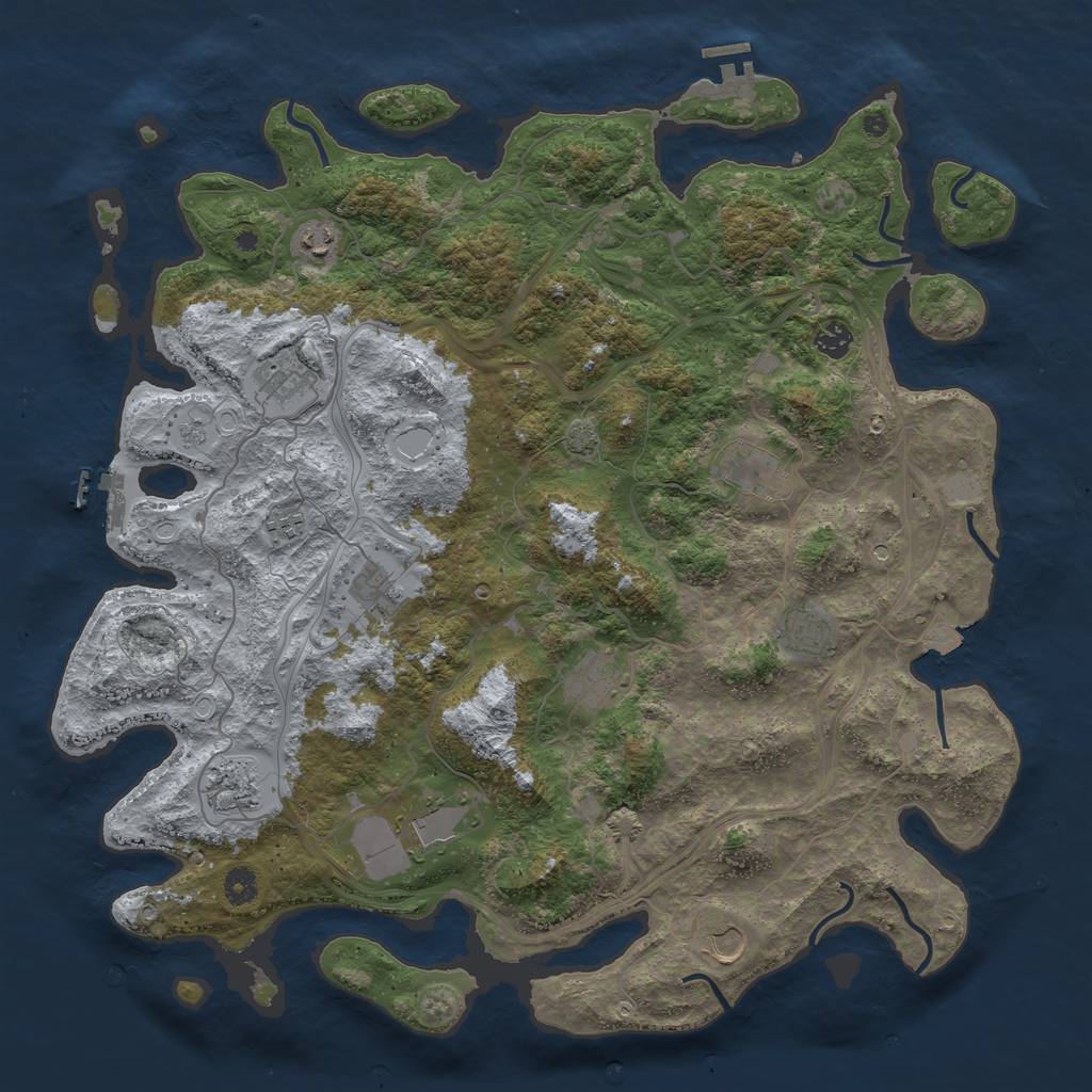 Rust Map: Procedural Map, Size: 4500, Seed: 1786512473, 19 Monuments