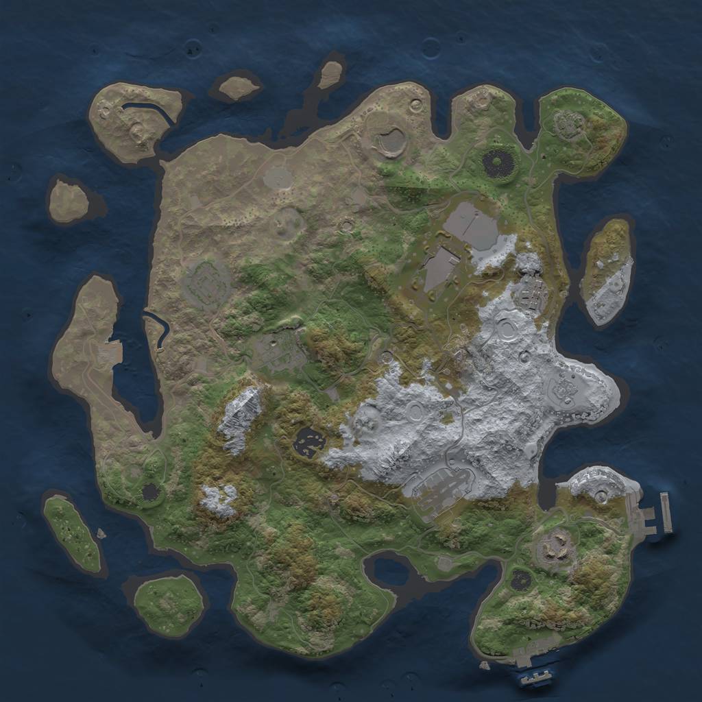 Rust Map: Procedural Map, Size: 3500, Seed: 966150027, 16 Monuments