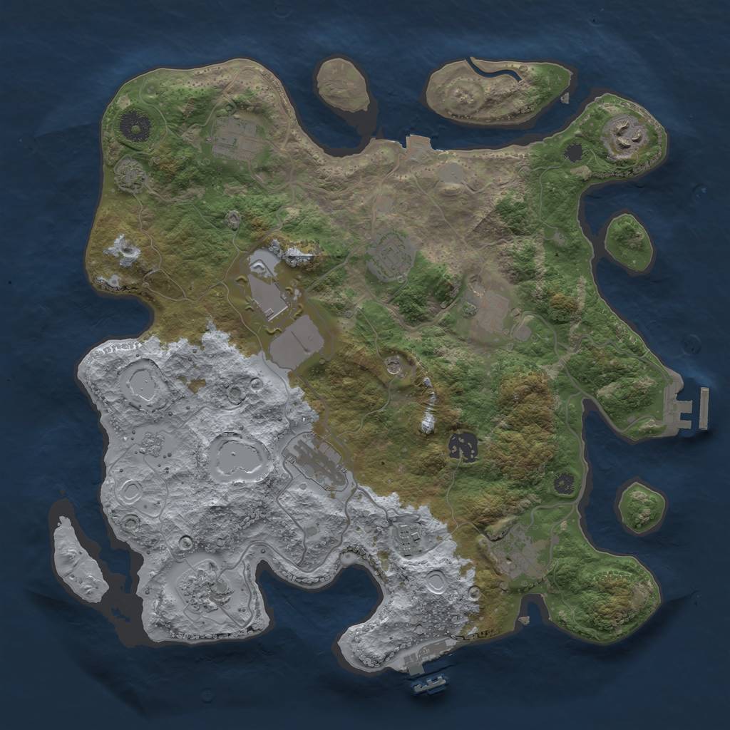 Rust Map: Procedural Map, Size: 3500, Seed: 652674495, 18 Monuments