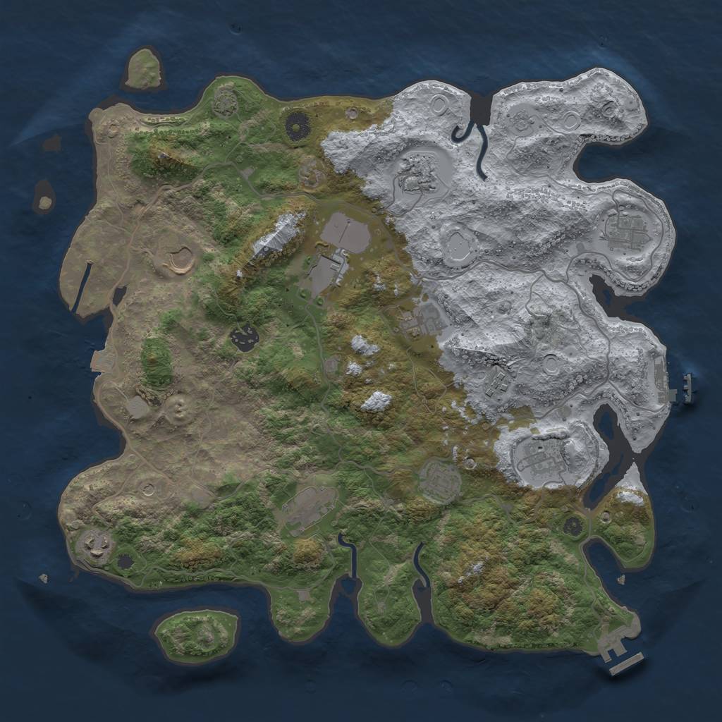 Rust Map: Procedural Map, Size: 4000, Seed: 1706444525, 19 Monuments