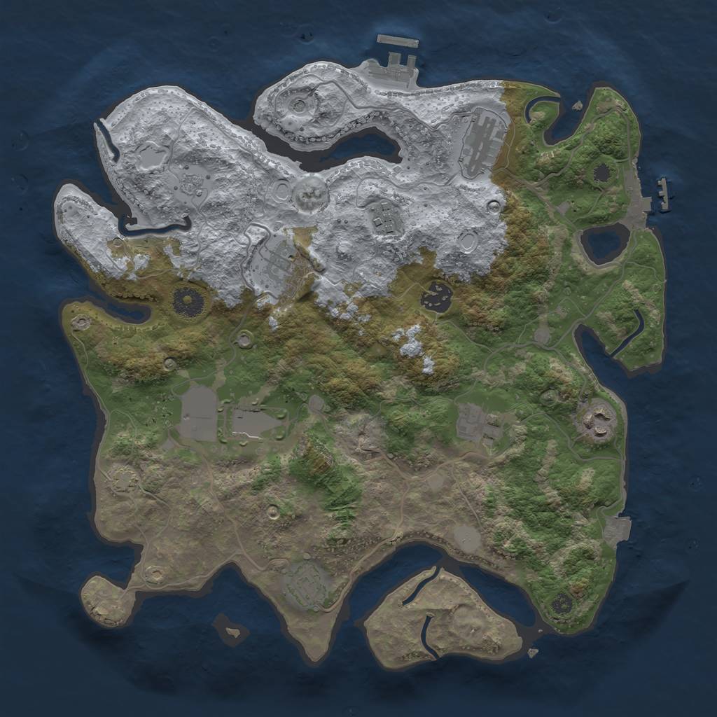 Rust Map: Procedural Map, Size: 3500, Seed: 383337773, 16 Monuments