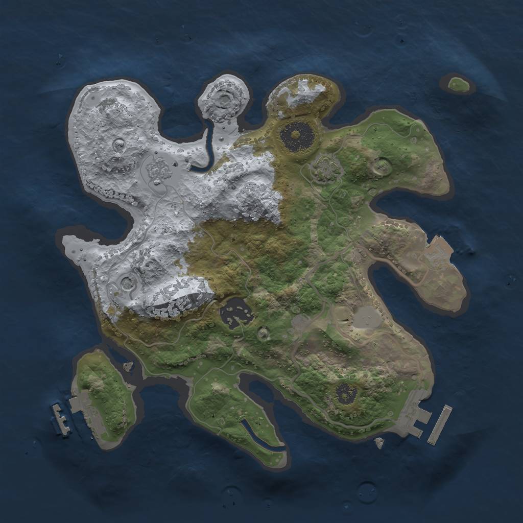 Rust Map: Procedural Map, Size: 2500, Seed: 2564, 9 Monuments