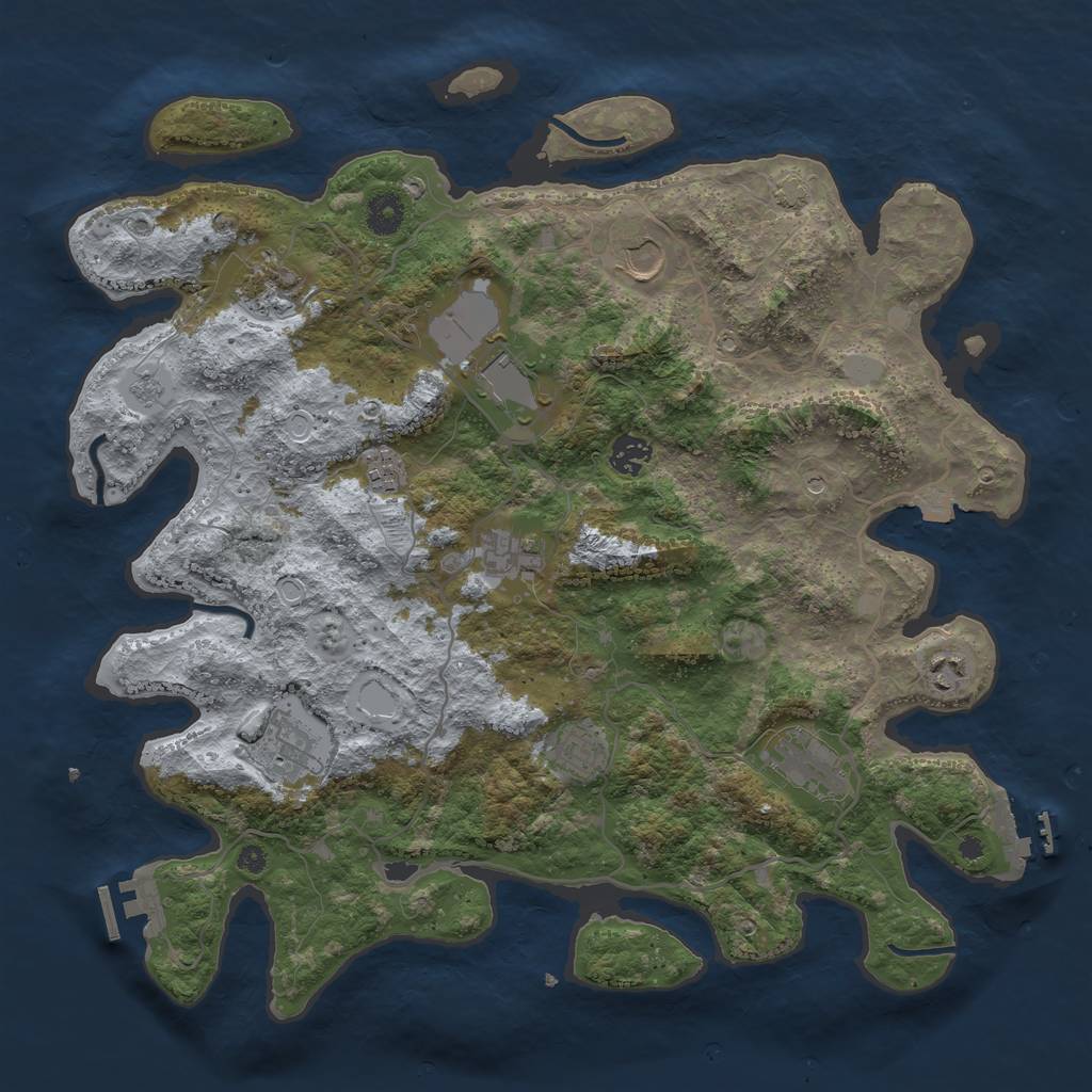 Rust Map: Procedural Map, Size: 4000, Seed: 669736890, 18 Monuments