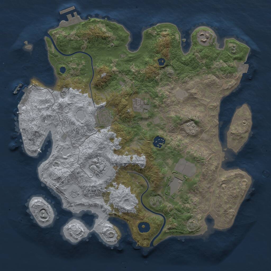 Rust Map: Procedural Map, Size: 3500, Seed: 2115075321, 13 Monuments