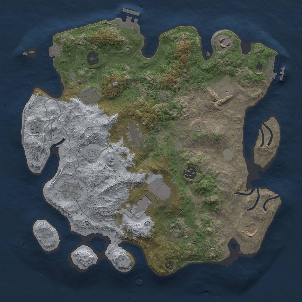 Rust Map: Procedural Map, Size: 3500, Seed: 2115075321, 18 Monuments