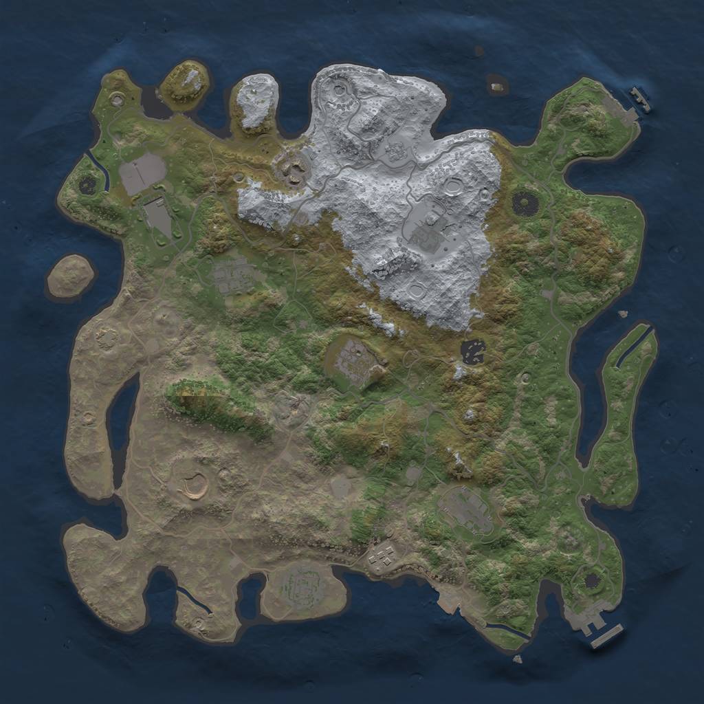 Rust Map: Procedural Map, Size: 4000, Seed: 411019434, 18 Monuments