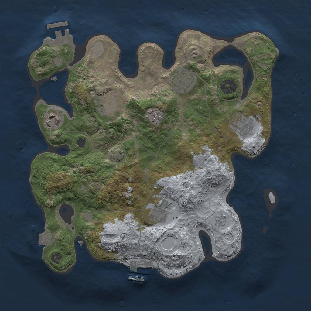 Rust Map: Procedural Map, Size: 3000, Seed: 497853643, 13 Monuments