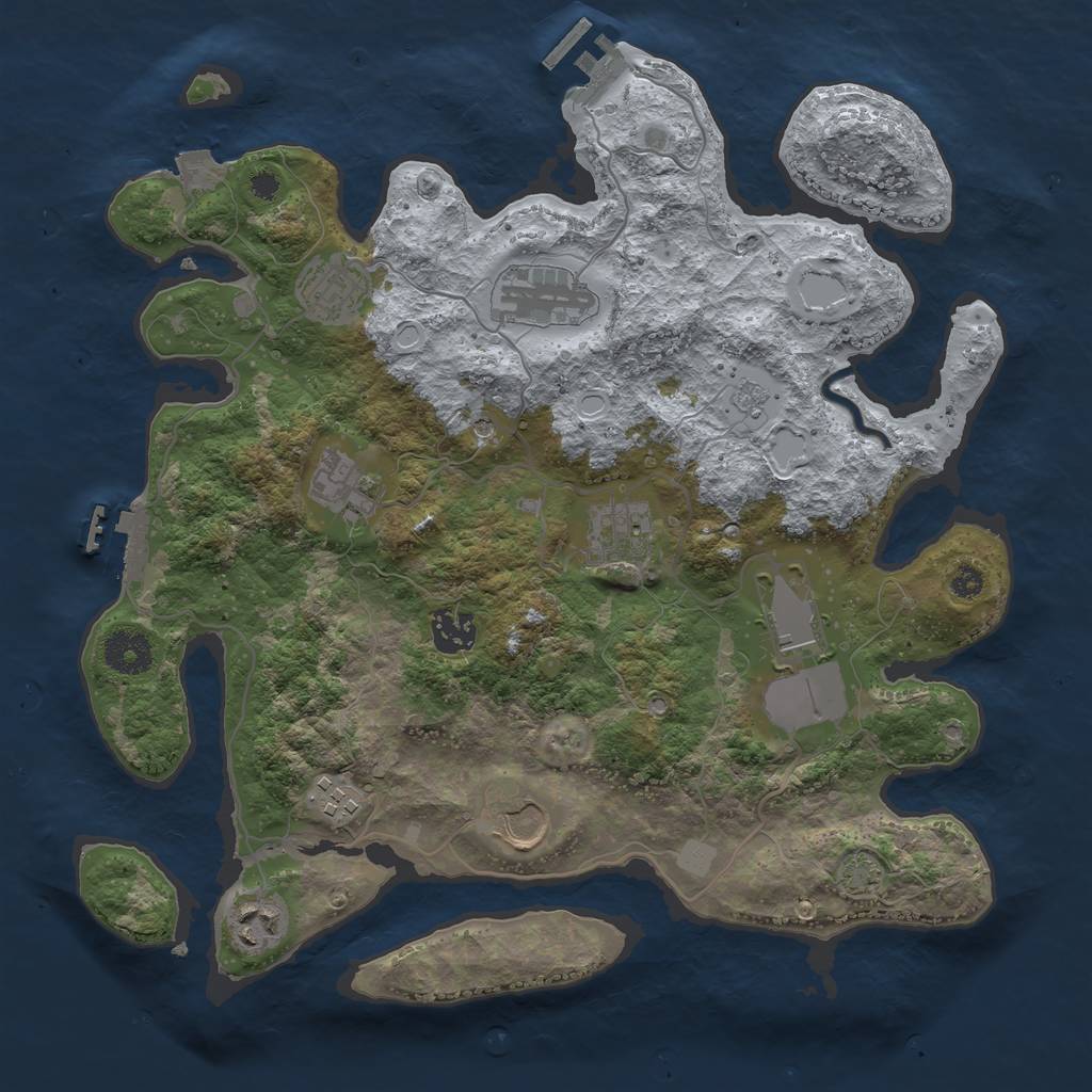 Rust Map: Procedural Map, Size: 3500, Seed: 191754179, 17 Monuments
