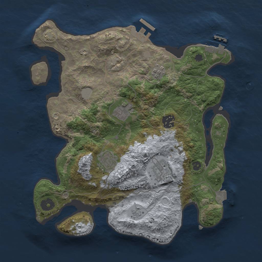 Rust Map: Procedural Map, Size: 3000, Seed: 1139671628, 12 Monuments
