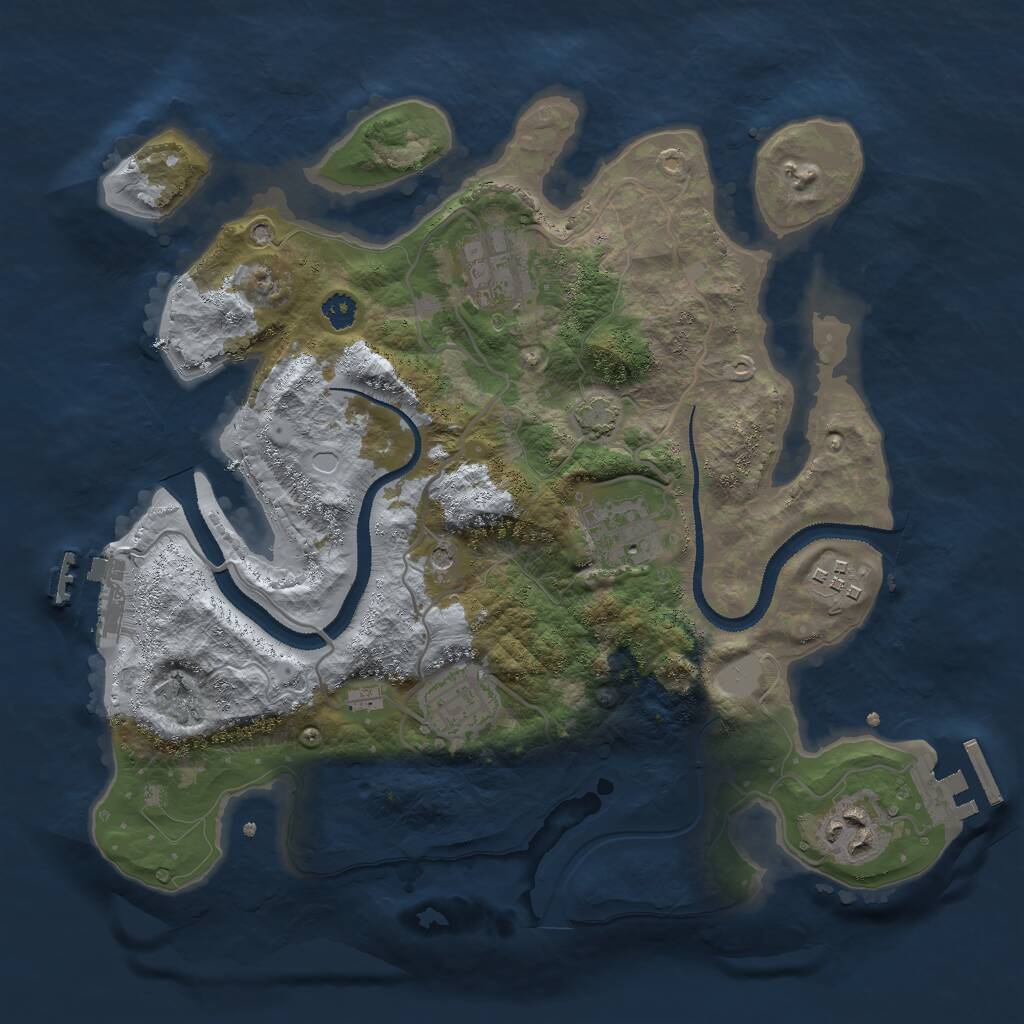 Rust Map: Procedural Map, Size: 3000, Seed: 28249, 10 Monuments