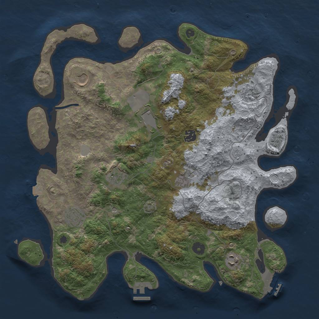 Rust Map: Procedural Map, Size: 3800, Seed: 41796, 17 Monuments