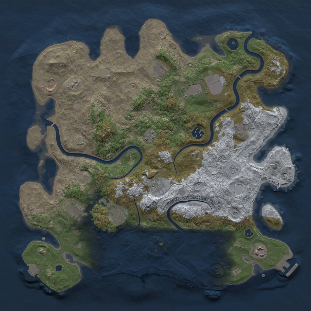 Rust Map: Procedural Map, Size: 3950, Seed: 284773120, 16 Monuments
