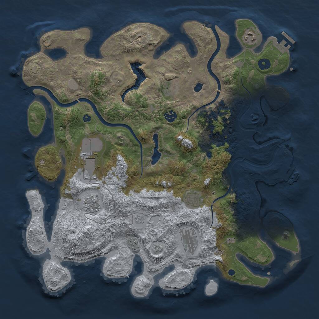 Rust Map: Procedural Map, Size: 4000, Seed: 499523528, 14 Monuments