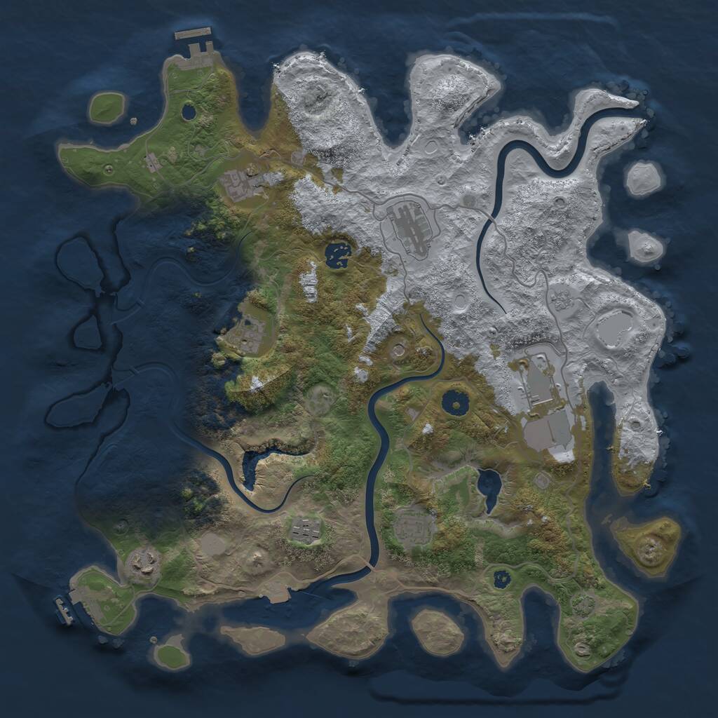Rust Map: Procedural Map, Size: 4000, Seed: 531235520, 14 Monuments