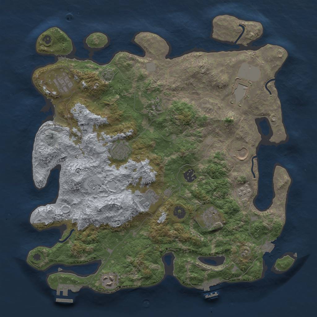 Rust Map: Procedural Map, Size: 3800, Seed: 52471, 18 Monuments