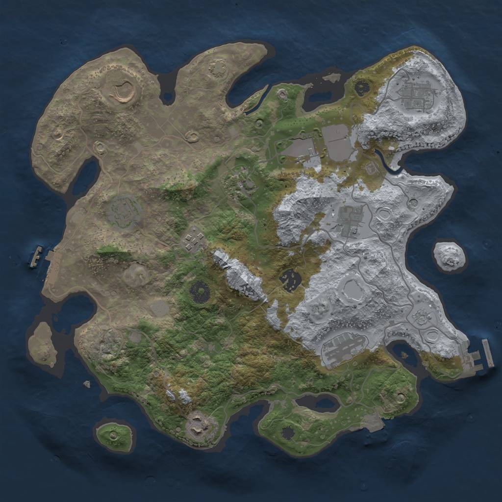 Rust Map: Procedural Map, Size: 3500, Seed: 1317165332, 18 Monuments