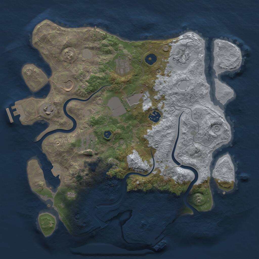Rust Map: Procedural Map, Size: 3500, Seed: 636111843, 14 Monuments