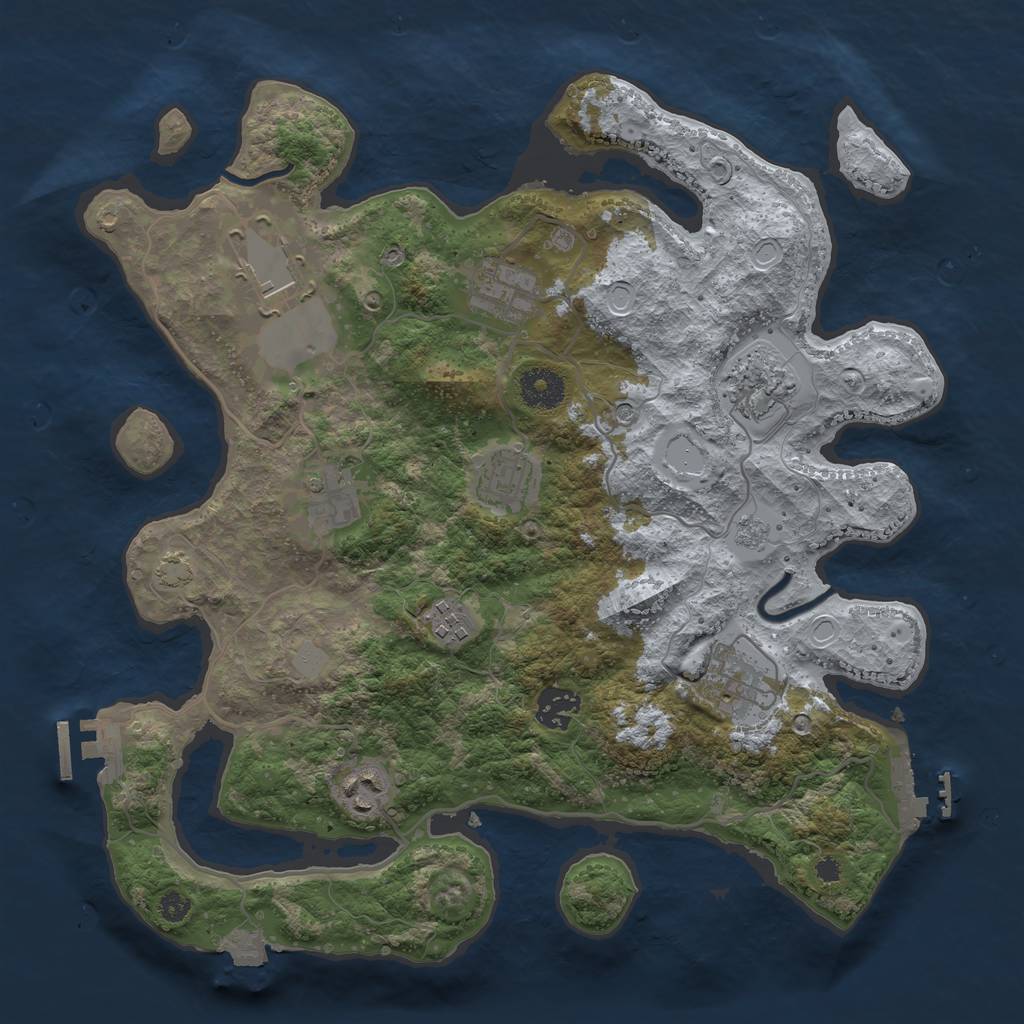 Rust Map: Procedural Map, Size: 3500, Seed: 113148525, 17 Monuments
