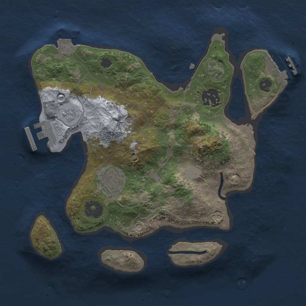 Rust Map: Procedural Map, Size: 2500, Seed: 124955087, 9 Monuments