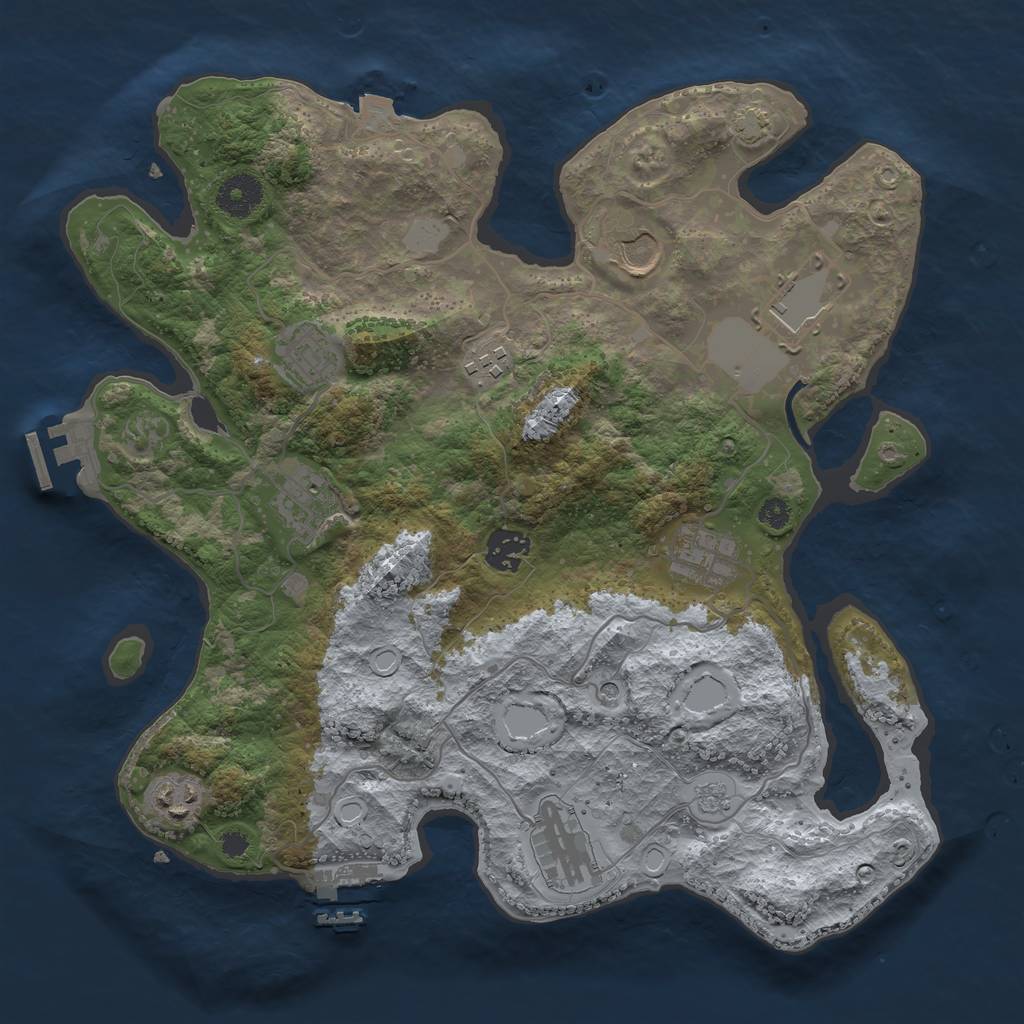 Rust Map: Procedural Map, Size: 3500, Seed: 262156594, 17 Monuments