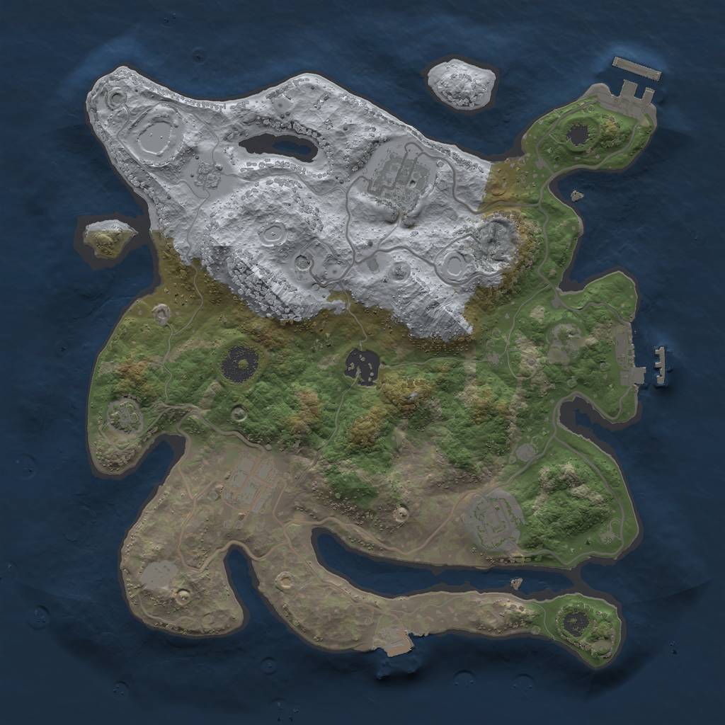 Rust Map: Procedural Map, Size: 3000, Seed: 505437654, 12 Monuments