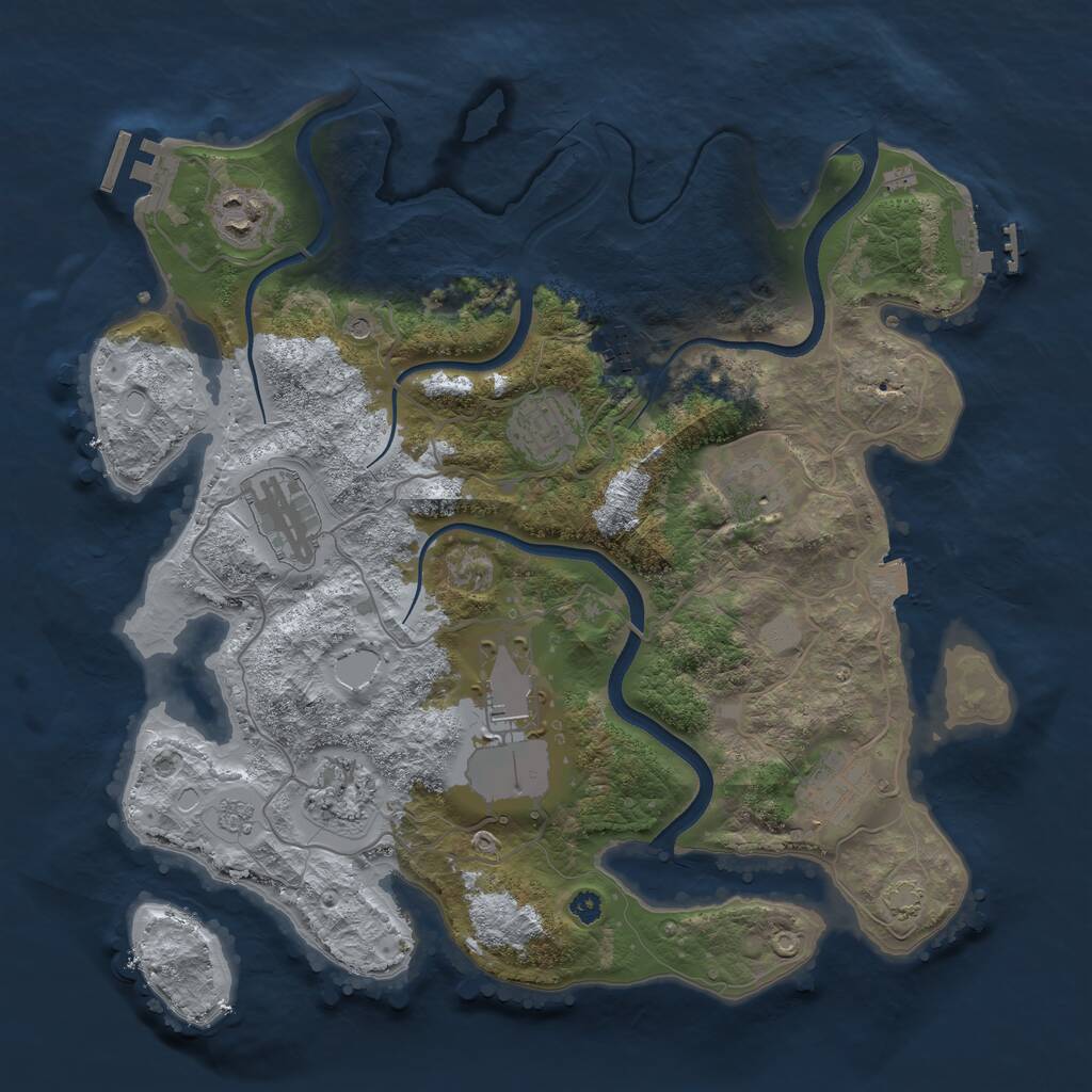 Rust Map: Procedural Map, Size: 3500, Seed: 40555915, 14 Monuments
