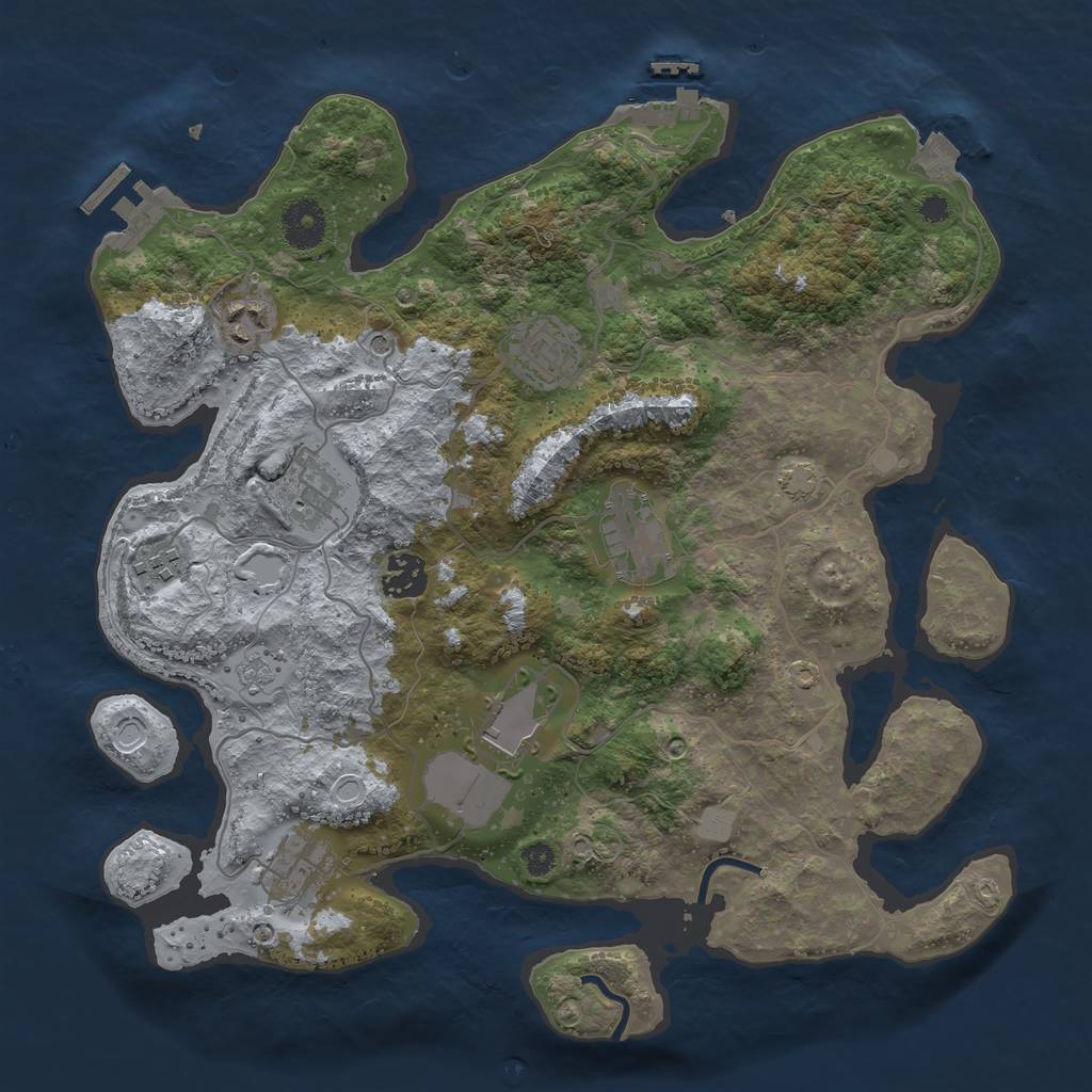 Rust Map: Procedural Map, Size: 3500, Seed: 298693858, 16 Monuments