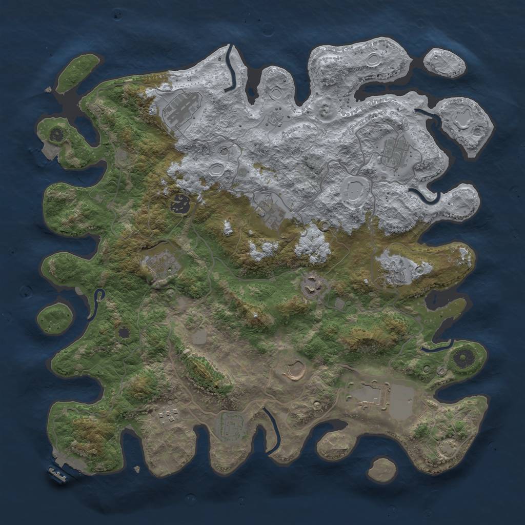 Rust Map: Procedural Map, Size: 4000, Seed: 1291197599, 18 Monuments
