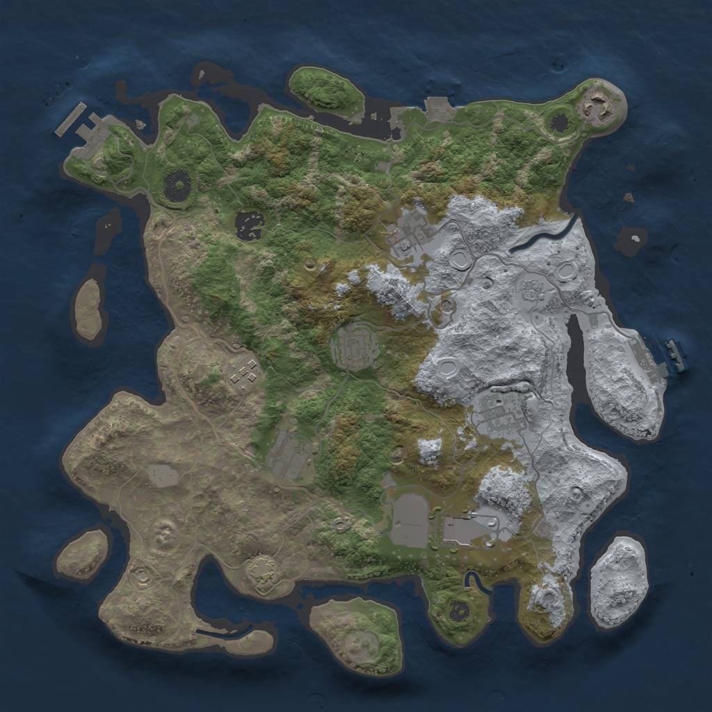 Rust Map: Procedural Map, Size: 3500, Seed: 281961910, 16 Monuments