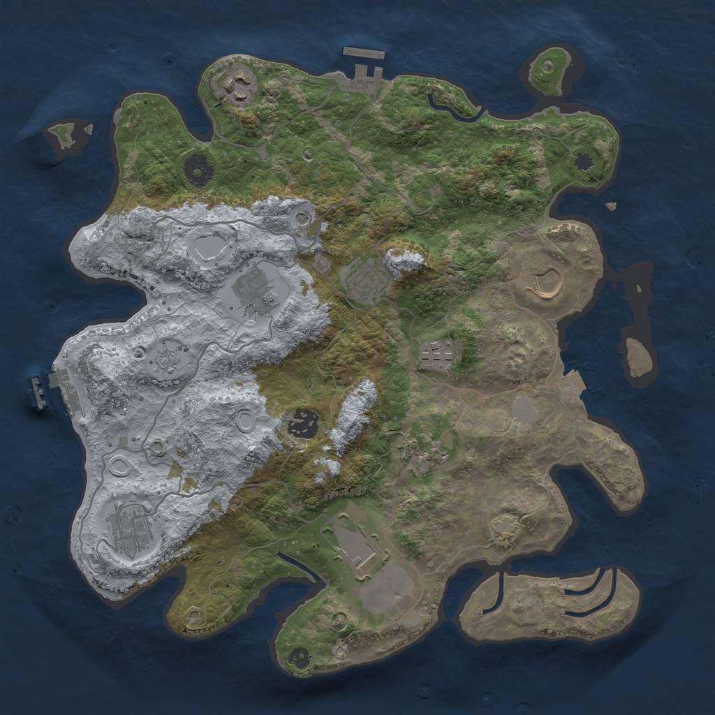 Rust Map: Procedural Map, Size: 3500, Seed: 45511742, 17 Monuments