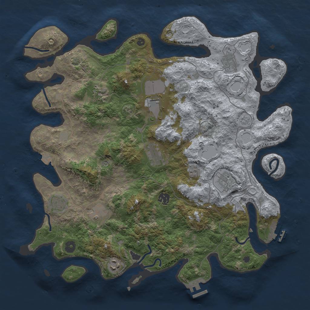 Rust Map: Procedural Map, Size: 4000, Seed: 50938965, 18 Monuments