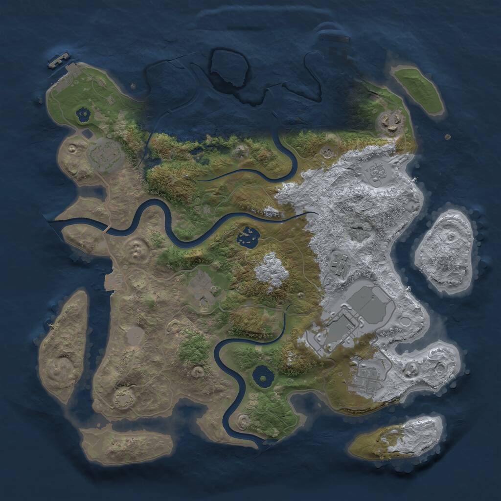 Rust Map: Procedural Map, Size: 3500, Seed: 73445100, 13 Monuments