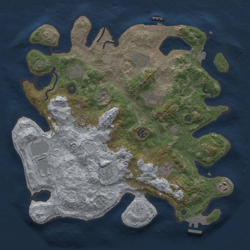 Rust Map: Procedural Map, Size: 3750, Seed: 2127798436, 18 Monuments